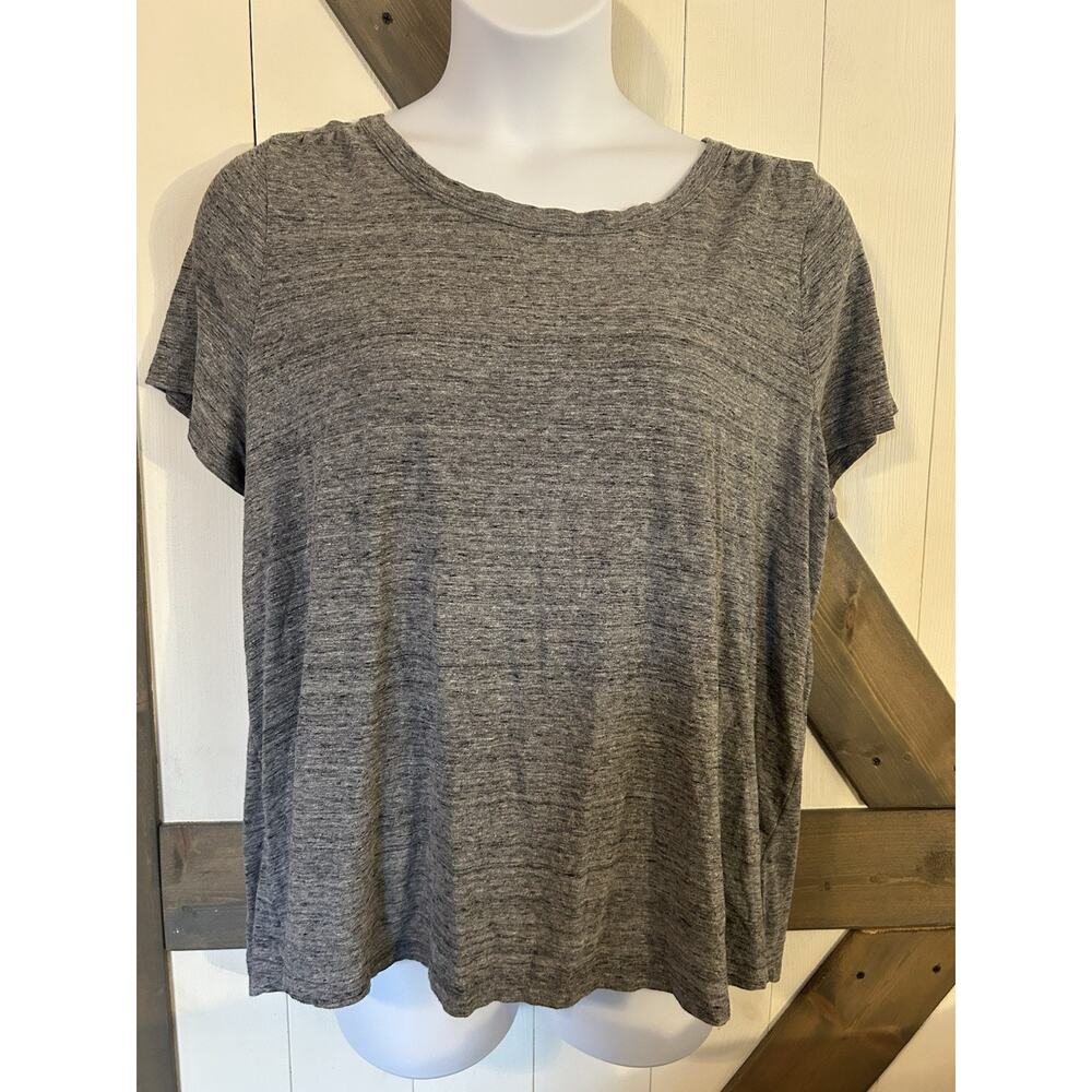 Lane Bryant Shirt Women 18/20 Gray Short Sleeve Tunic Plus Size Ladies Slit Back